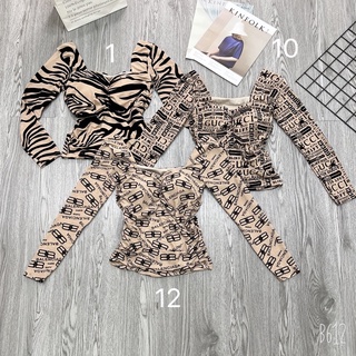 Áo Croptop phối lưới tay dài