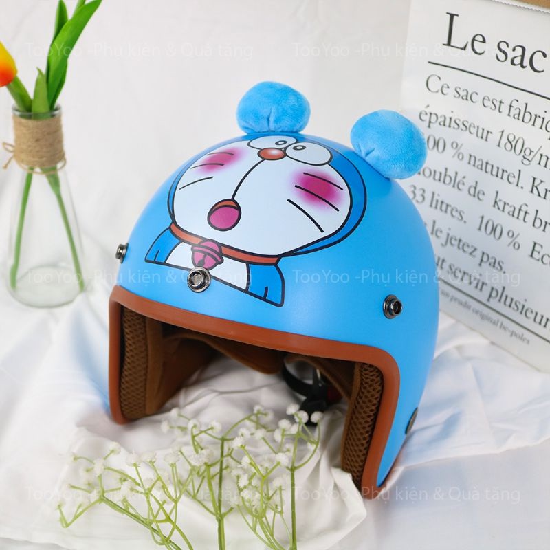 Nón bảo hiểm 3/4 đầu tai gấu hình ngộ nghĩnh