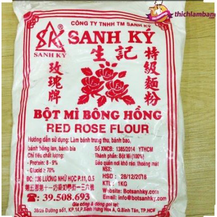 TLB - Bột mì bông hồng đỏ 1kg - Sanh ký