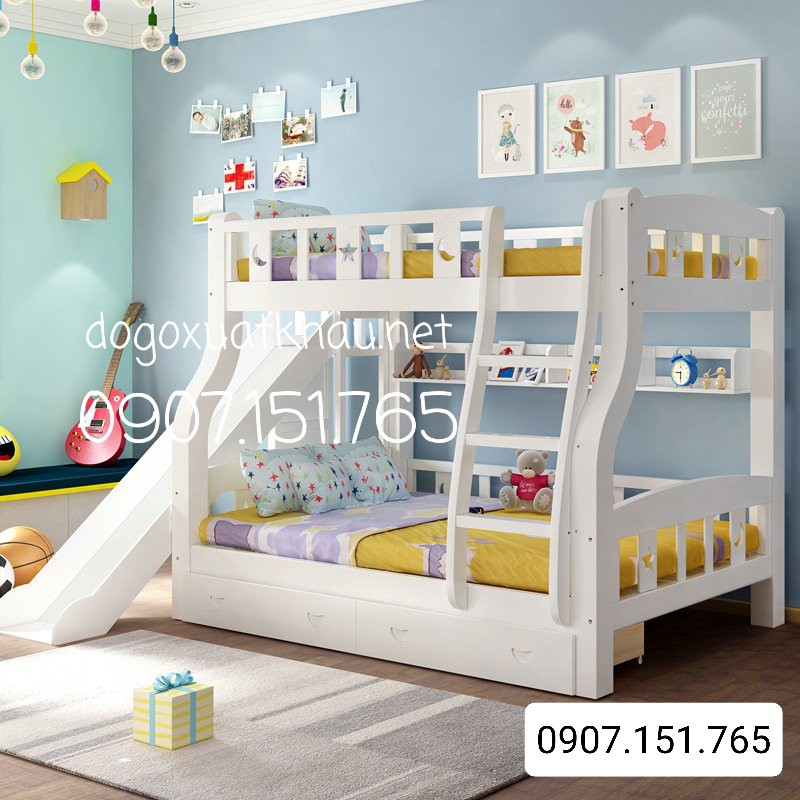 Giường tầng có cầu trượt cho bé dạng thang leo | BigBuy360 - bigbuy360.vn
