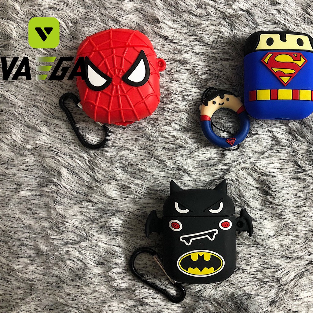 Vỏ bảo vệ tai nghe Apple Airpods 1 và 2 vỏ sạc, Loạt phim Marvel. Trái cây. hình hoạt hình, silicon TPU chống chịu