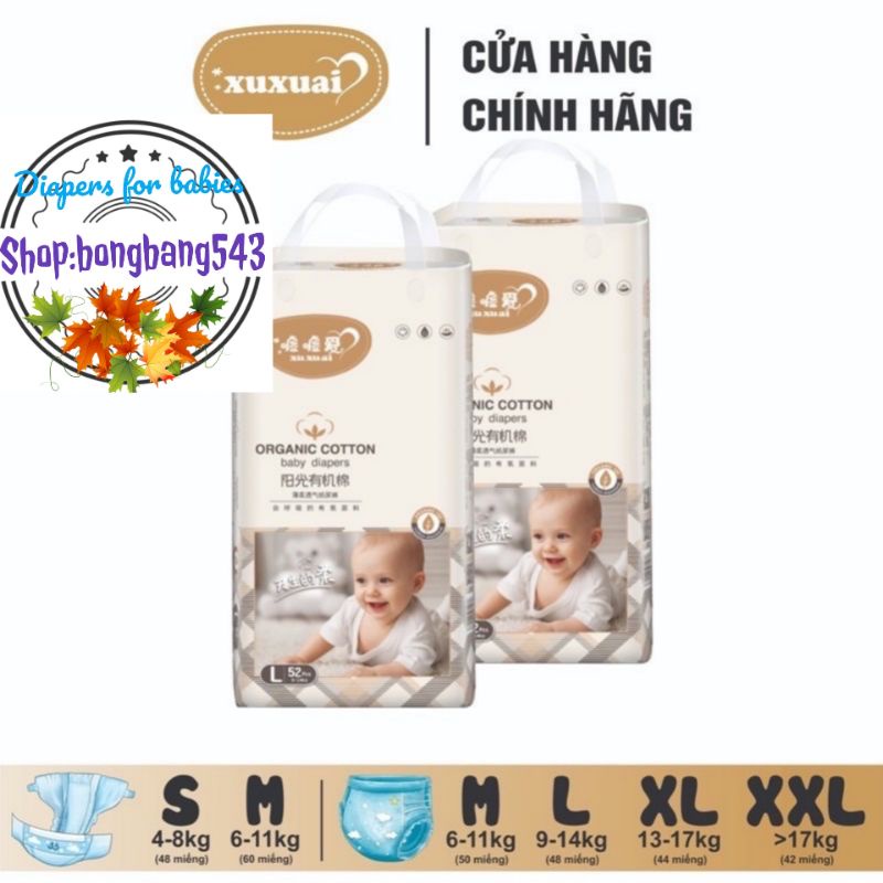 Bỉm hữu cơ XUXUAI  nhập khẩu chính hãng S68, M50, L48, XL44, XXL42