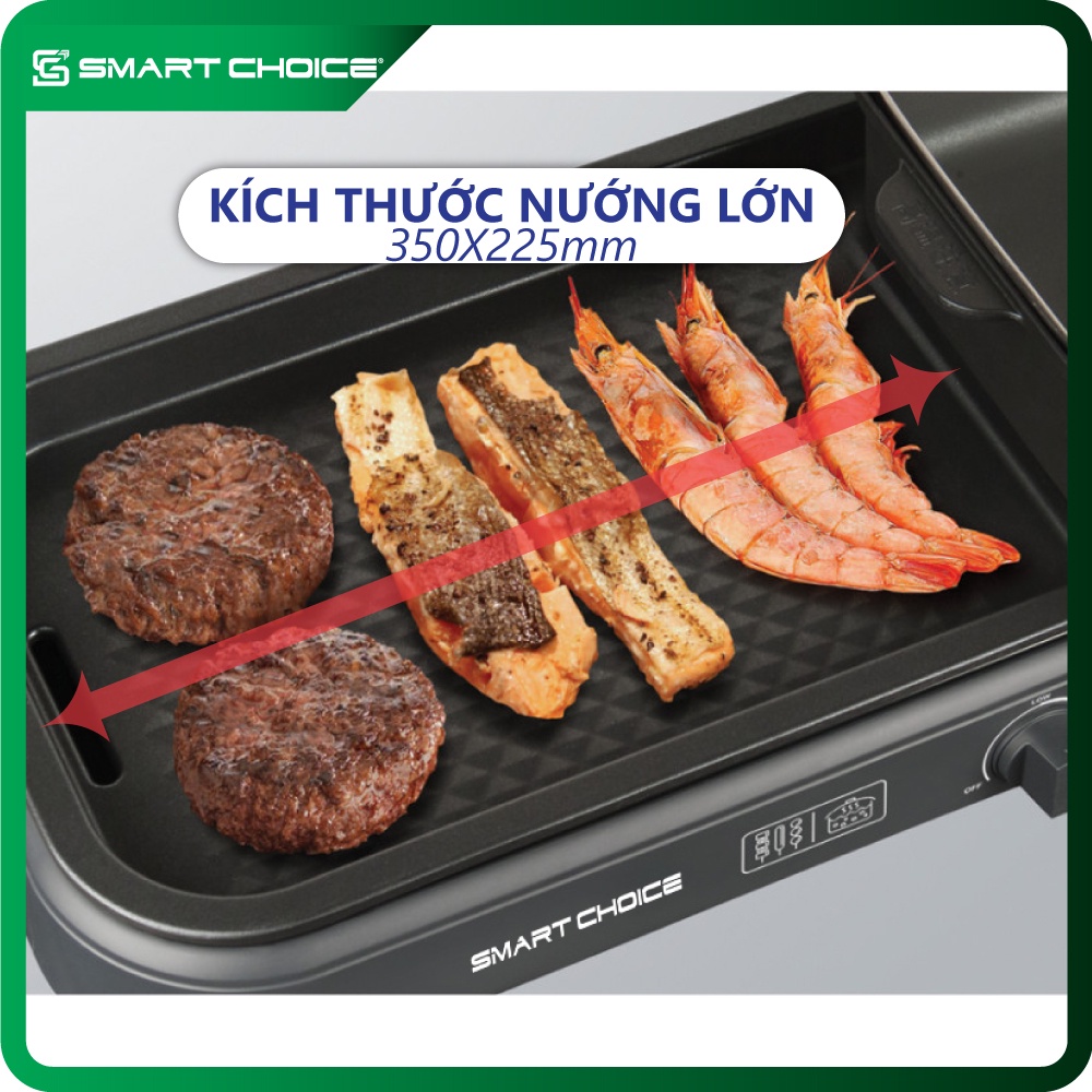 Bếp Nướng Lẩu 2 in 1 SMARTCHOICE Nồi Lẩu Nướng Đa Năng Chống Dính SCG-LN001