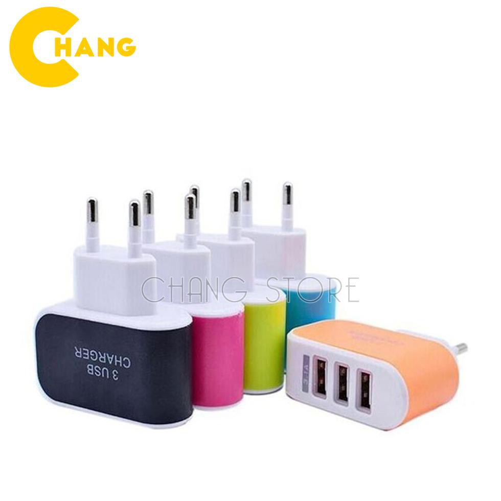 Cốc sạc 3 cổng USB tiện dụng - củ sạc điện thoại nhiều màu tiện lợi