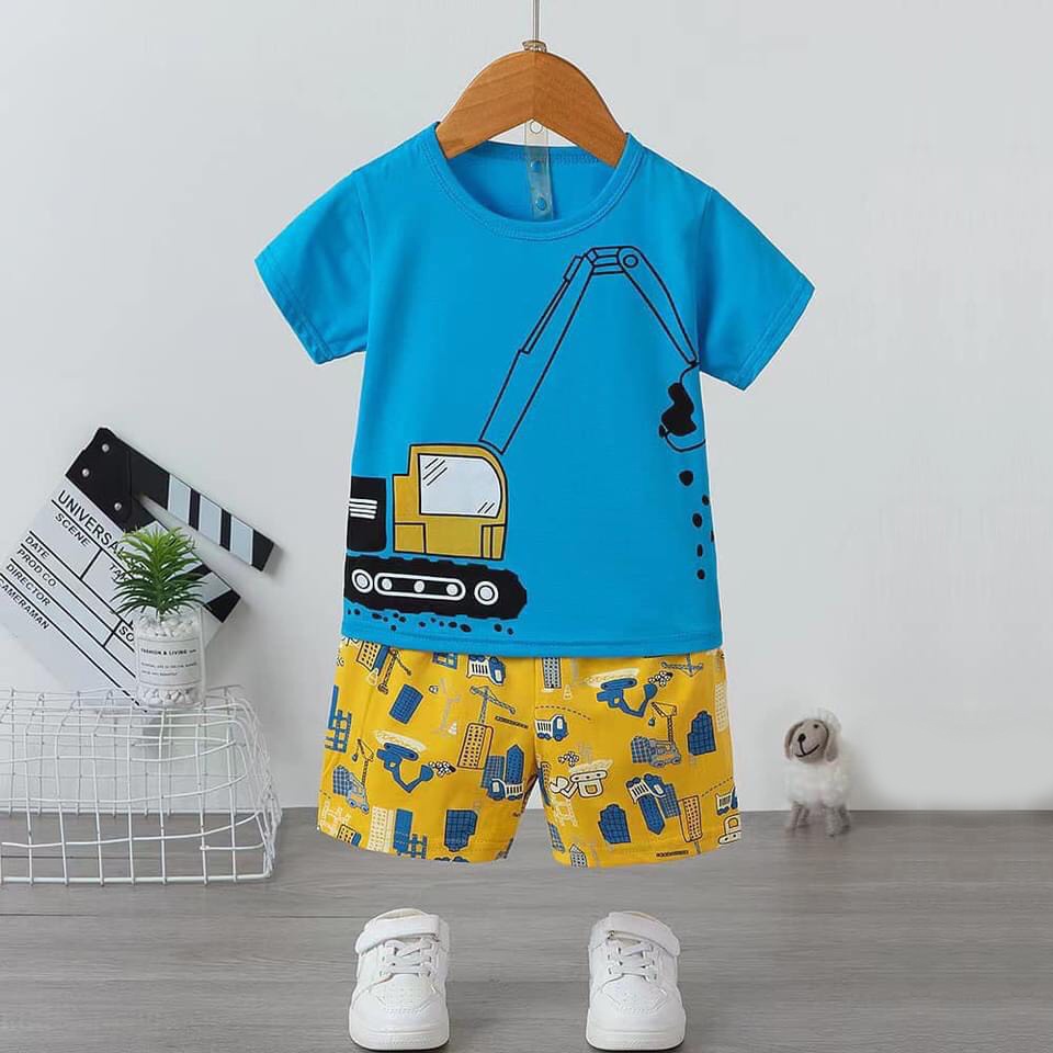 Đồ bộ bé trai - Bộ thun cotton xuất Hàn cộc tay cho bé trai từ 7 - 22kg