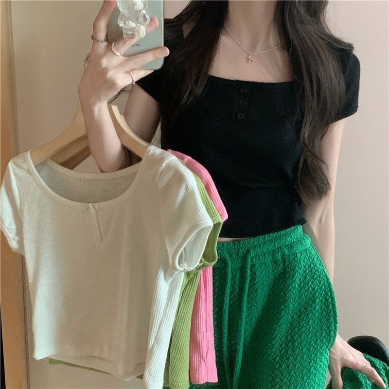 COZOK Áo Thun Tay Ngắn Dáng Ôm Thời Trang Cho Nữ