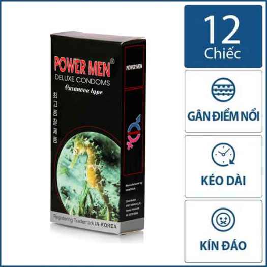 Bao cao su Power Men Cá Ngựa, bao cao su siêu mỏng kéo dài thời gian quan hệ