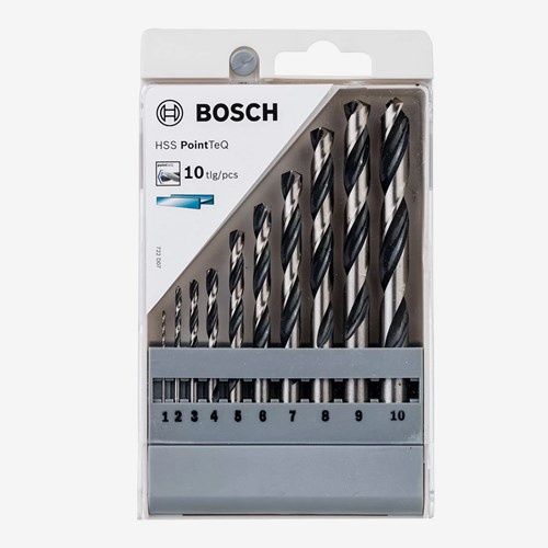 Bộ 10 mũi khoan sắt Bosch HSS PointTeQ Bộ mũi khoan 10 mũi Bosch HSS Din338