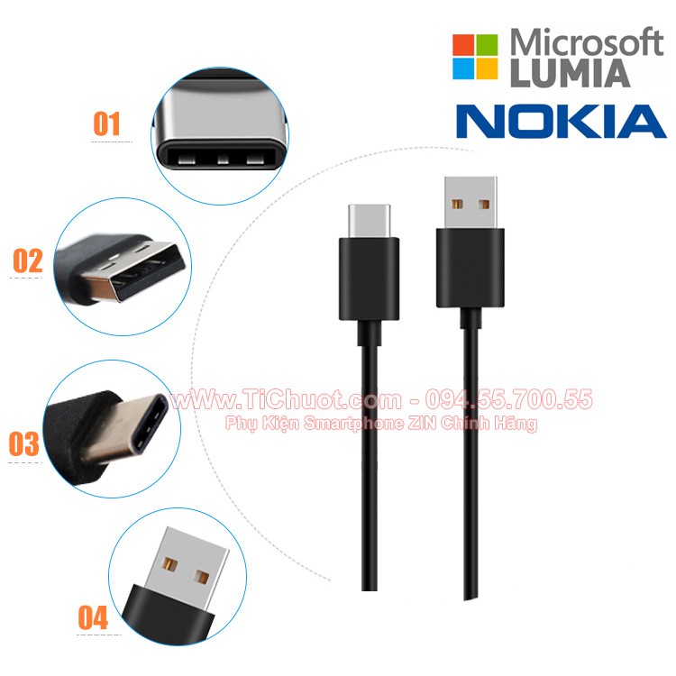 [ZIN Chính Hãng] Cáp Nokia Lumia Type-C Nokia 5.1 Plus/ 6.1 Plus/ 8.1/ 5.3/ 7.3/ 8.3