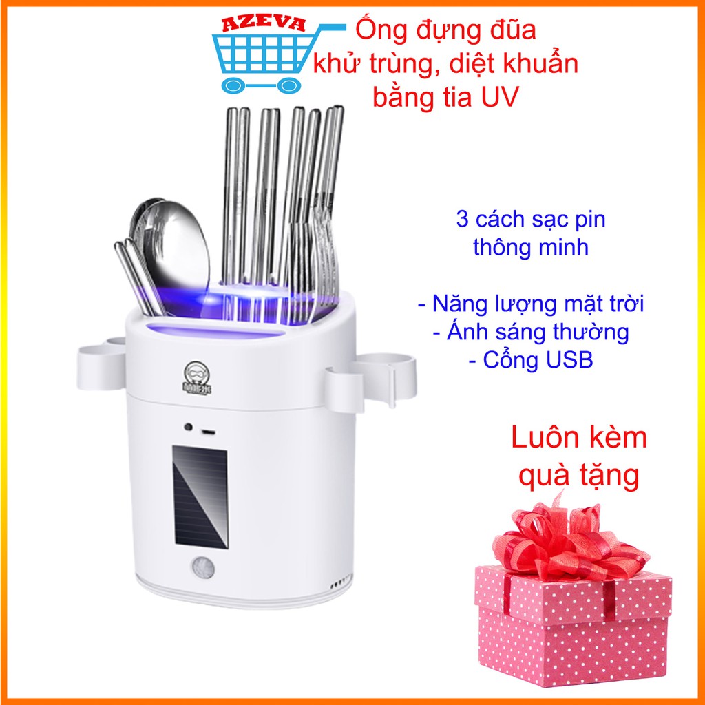 Ống đựng đũa cao cấp khử trùng, diệt khuẩn bằng tia UV 24h liên tục - Azeva