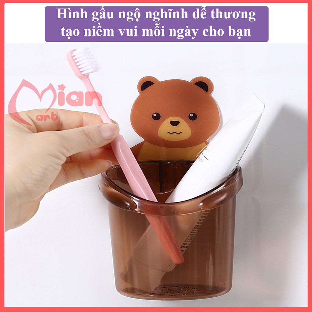 [Giao ngay] Cốc đựng bàn chải, kem đánh răng gắn tường hình gấu - cốc gắn tường hình gấu – MIAN MART