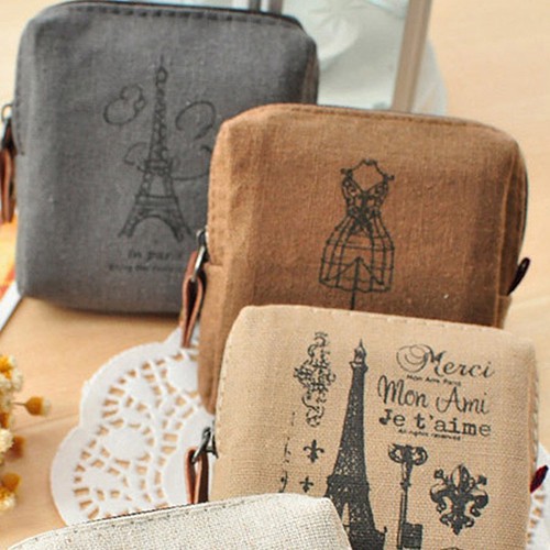 Ví đựng tiền xu chất Linen cho nữ