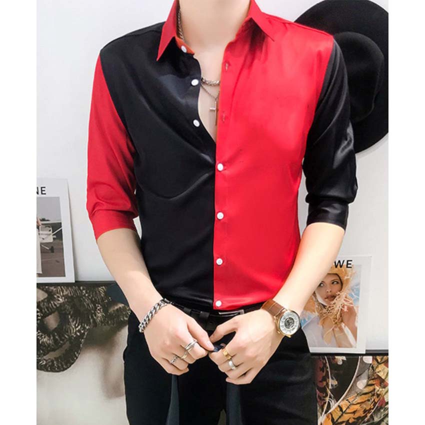 Áo sơ mi  Áo sơ mi nam phối màu đặc sắc  chất liệu Poplin co giãn nhẹ, không phai màu, dáng ôm body mã N40