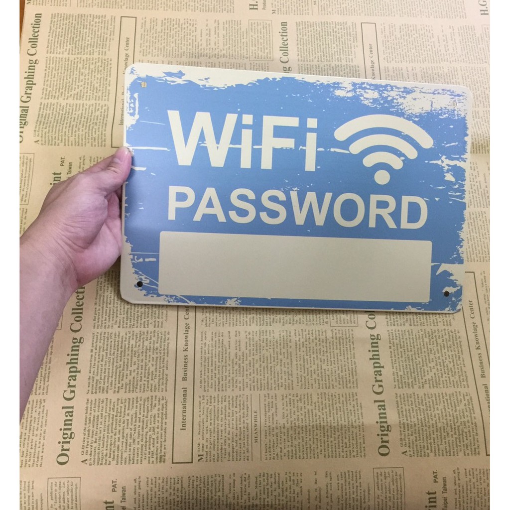 Bảng wifi bằng thiếc, treo, dán & đóng tường, cổ điển & tiện dụng