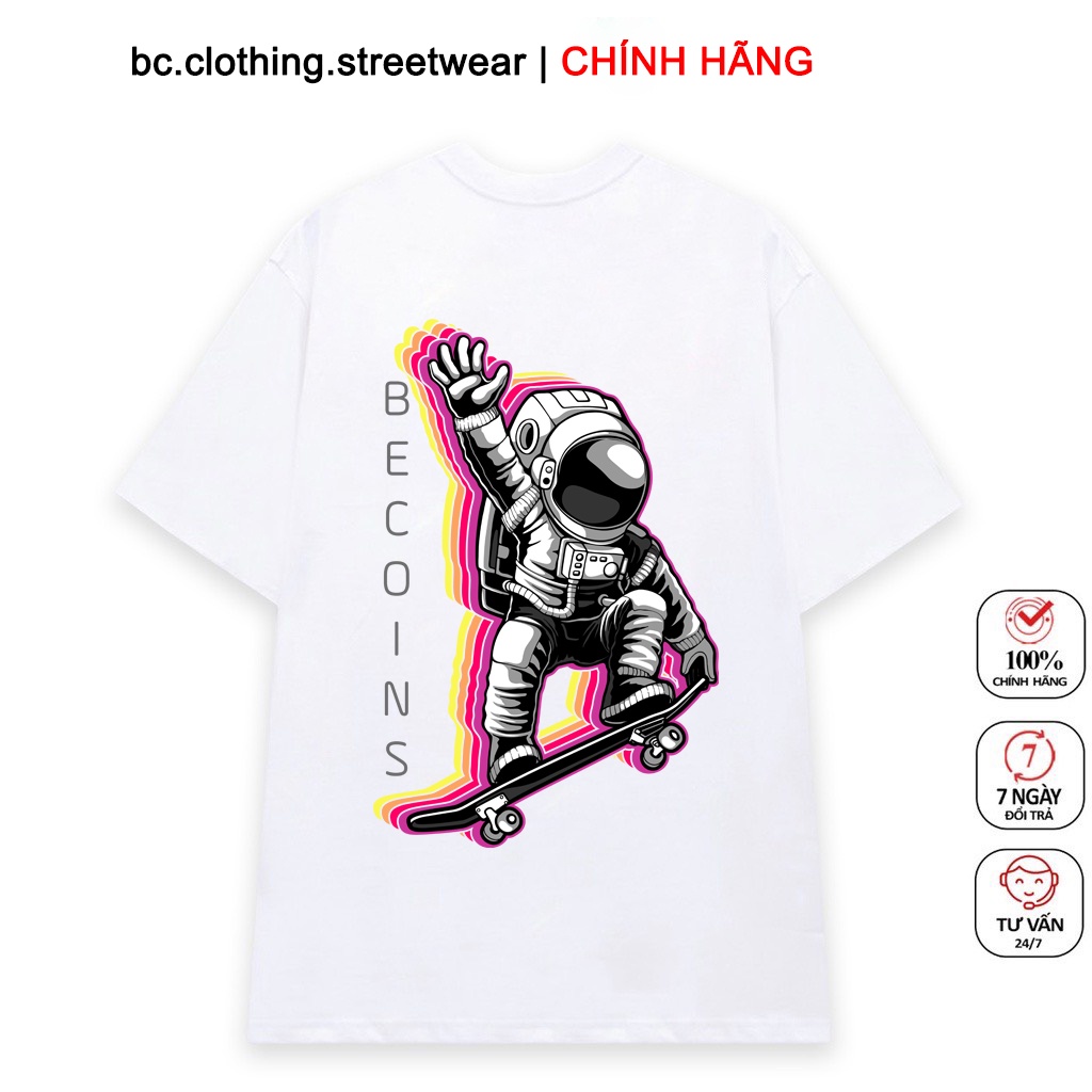 Áo thun Phi Hành Gia lướt ván, áo phông form rộng, áo cotton dày đẹp form chuẩn Becoins