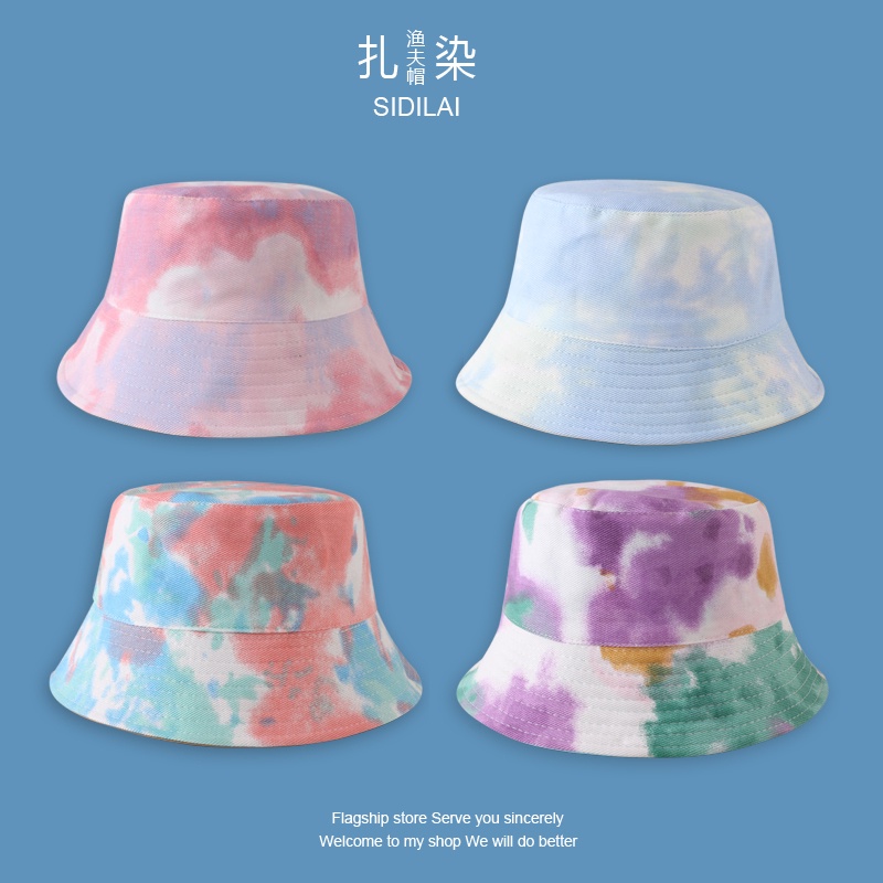 Mũ Bucket Chống Nắng Hai Mặt Nhuộm Màu Phong Cách Hàn Quốc Dễ Phối Đồ Thời Trang Xuân Hè Cho Nữ