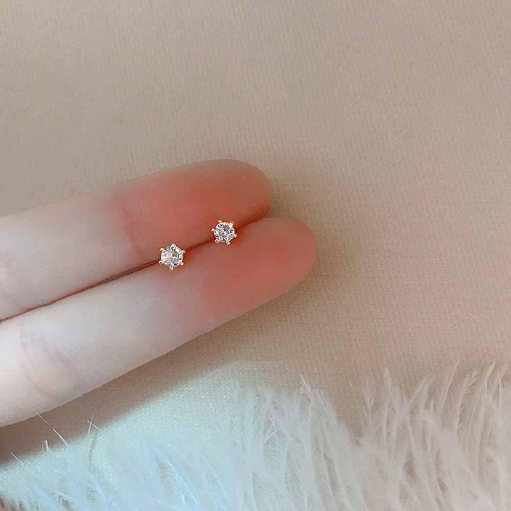 Khuyên Tai Mini Đính Đá Zircon Đơn Giản Cho Nữ Sinh