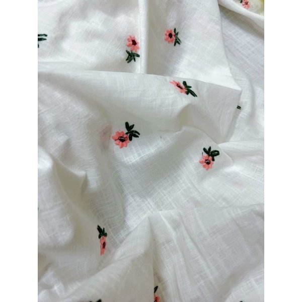 Vải thô boi thêu hoa