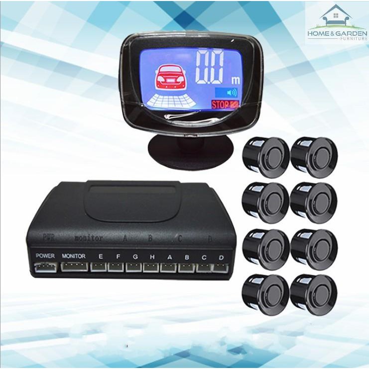 Cảm biến lùi 8 mắt trước và sau cho ô tô, màn hình LCD - Home and Garden