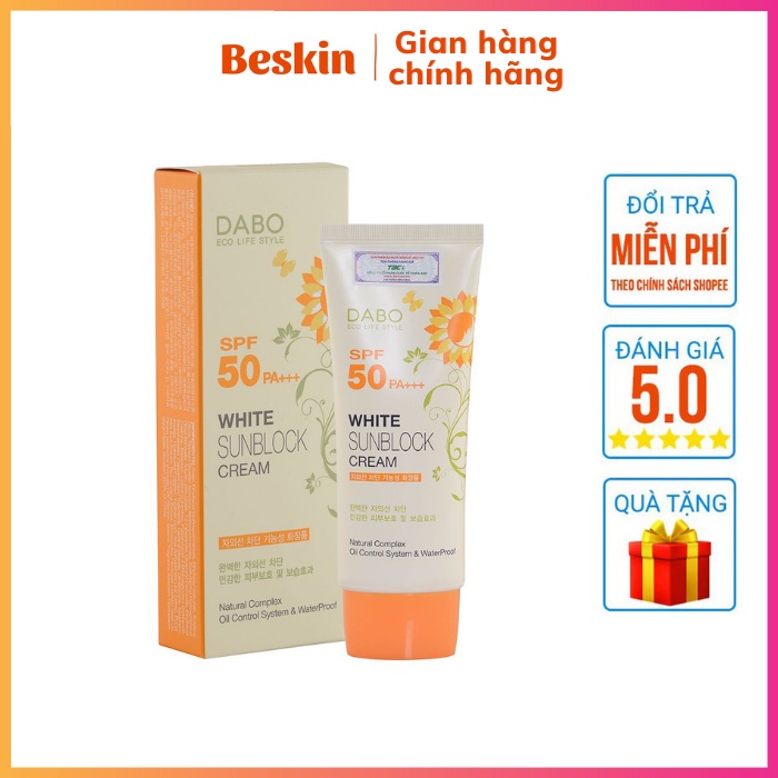 Kem chống nắng cao cấp DABO White Sunblock Cream SPF50 nhập khẩu chính hãng Hàn Quốc 70ml