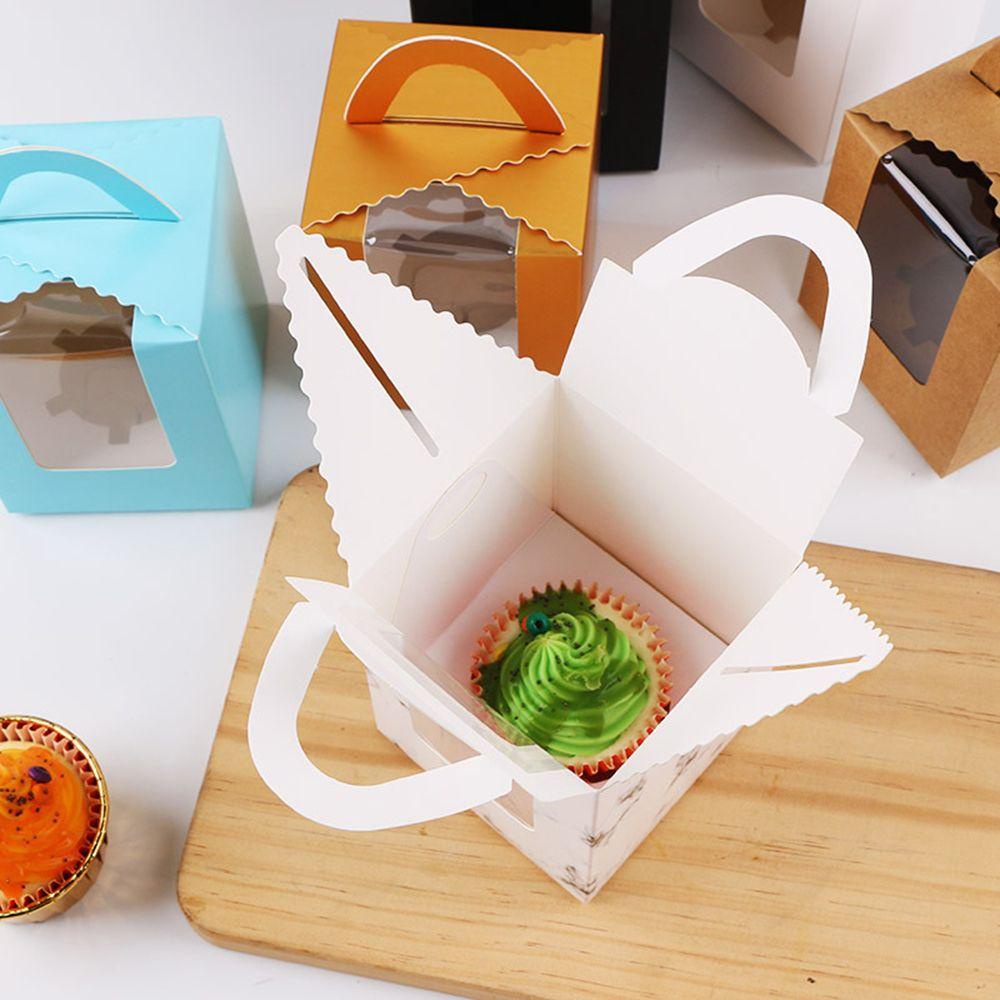 Hộp Đựng Bánh Cupcake Nhiều Màu Có Cửa Sổ Trong Suốt Giá Đỡ