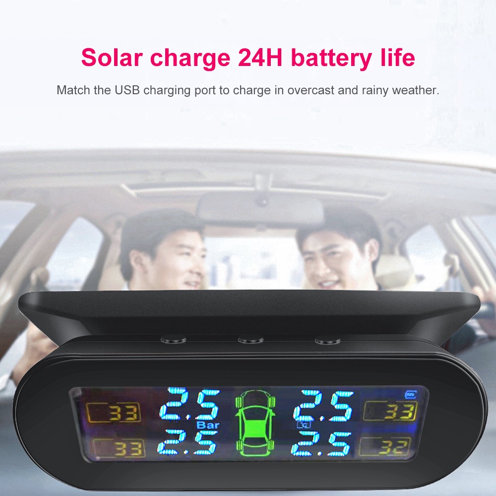 Hệ Thống Cảnh Báo Áp Suất Lốp Xe Hơi TPMS Hiển Thị Nhiệt Độ Năng Lượng Mặt Trời