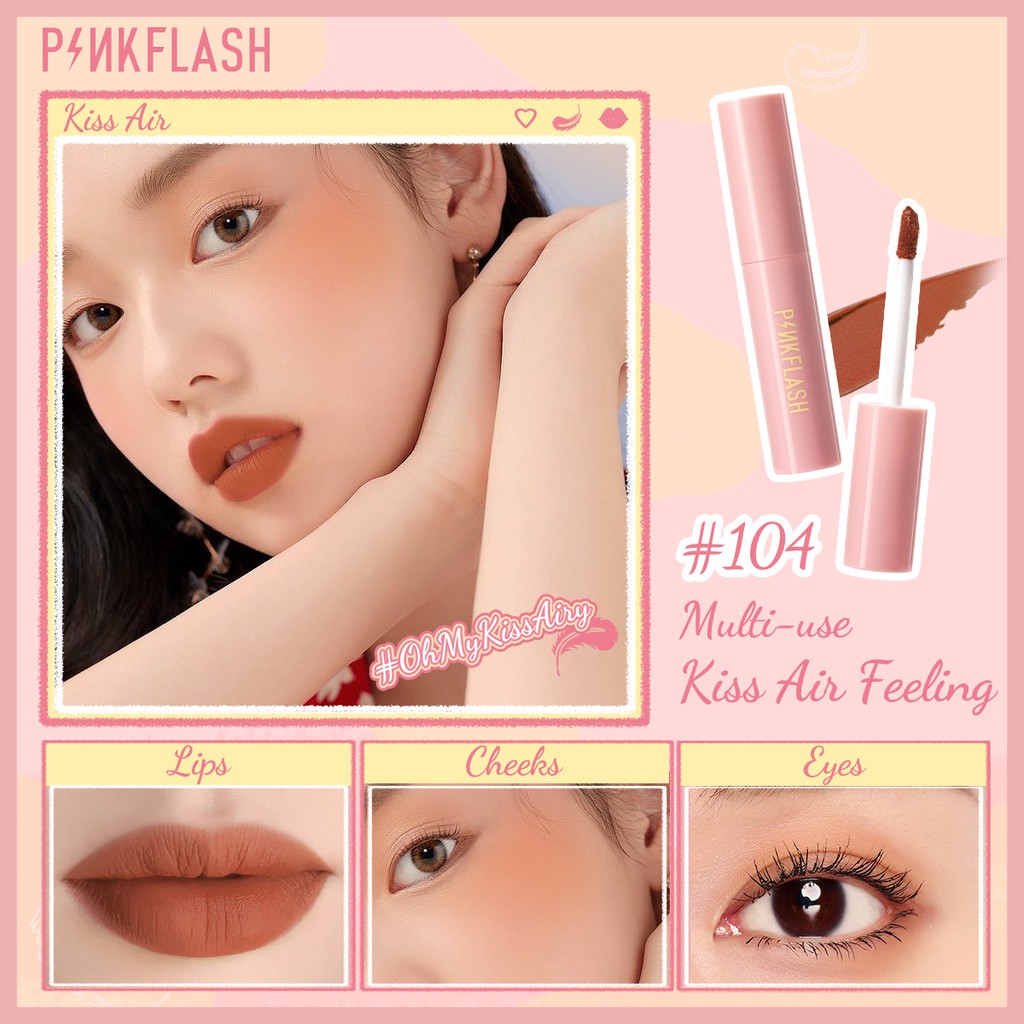 PINKFLASH Son lì dạng lỏng nhẹ sử dụng kép cho môi và má chống nước 1 Piece 22g