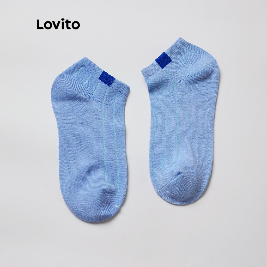 Lovito Vớ nữ khối màu thông thường L34LD046 (Gừng / Xanh nhạt / Xám / Trắng nhạt / Hồng / Đen)