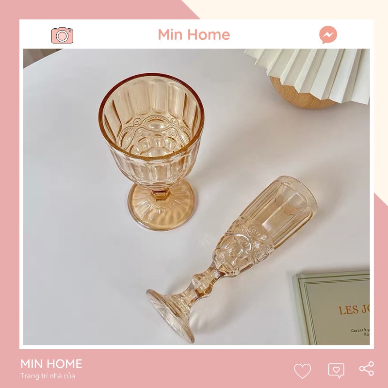 [HOT] Ly Cốc Thủy Tinh Vintage Phong Cách Hoàng Gia Cốc Thuy Tinh Min Home Rẻ Đẹp