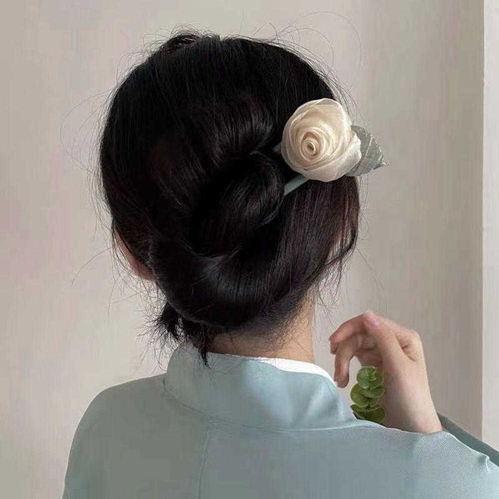 MXGOODS Kẹp Tóc Mỏ Vịt Hình Chữ U Cỡ Lớn Họa Tiết Hoa Trà Đơn Giản Thời Trang Mùa Hè Cho Nữ