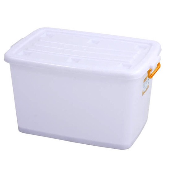 Thùng nhựa đựng hồ sơ 80lit, thùng nhựa đa năng 80L màu trắng có bánh xe và nắp đậy kín