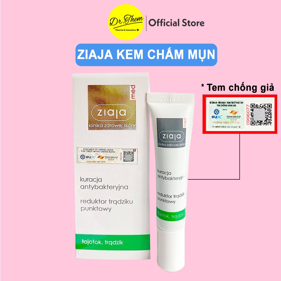 ✅[CHÍNH HÃNG] Ziaja Med Kem Chấm Mụn Ngừa Khuẩn Ziaja Med ANTIBACTERIAL REDUCING ACNE SPOT CREAM 15ml Cho da Dầu Mụn