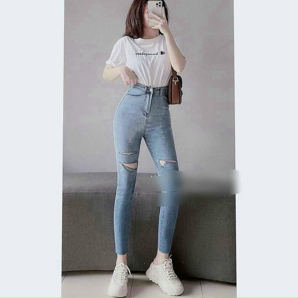 Quần jean nữ ống ôm lưng cao dáng ôm skinny,quần jeans bò nữ cạp cao dáng ôm,Quần jean nữ ống ôm lưng cao dáng ôm skinny