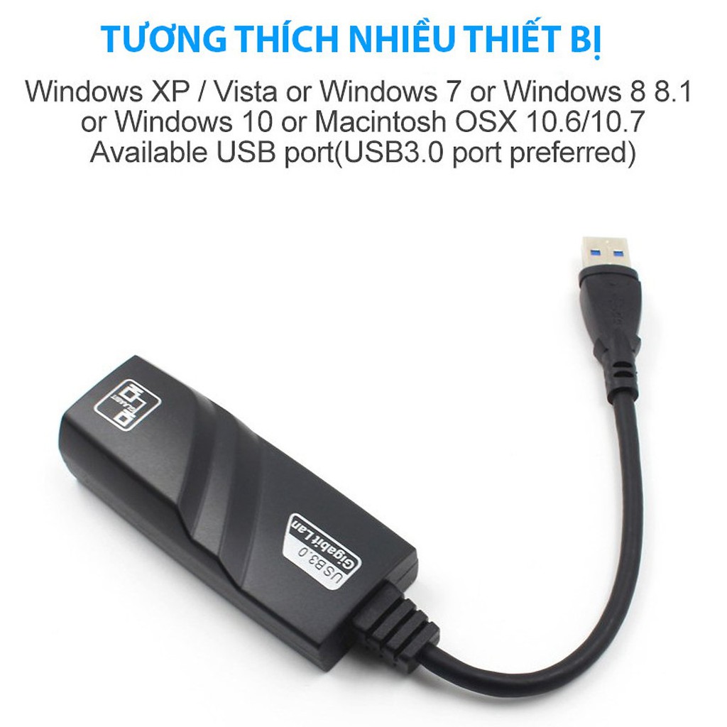 Combo Cáp chuyển đổi USB 3.0 to LAN Gigabit 100/1000 Mbps + USB Wifi Fuhler FH-150 Tốc Độ 150Mbps - Hàng Chính Hãng