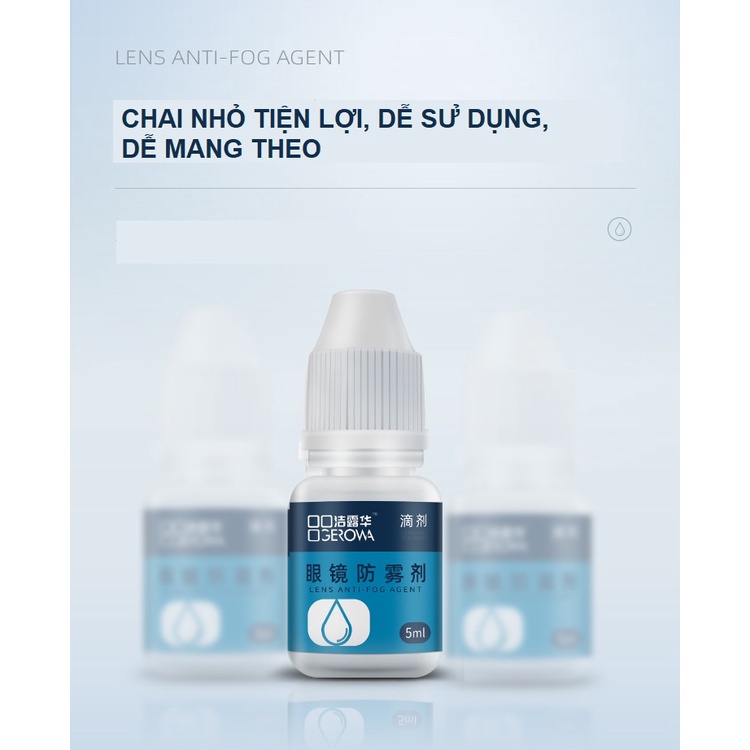 Dung dịch nano Gerowa chống bám hơi nước, sương mù 5ml - [Tặng kèm khăn lau kính]