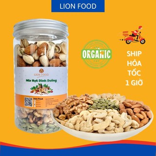 Hạt mix dinh dưỡng LION hạt dinh dưỡng mix 5 loại, hạt hỗn hợp, hạnh nhân, óc chó, hạt điều, bí xanh, hạt dẻ