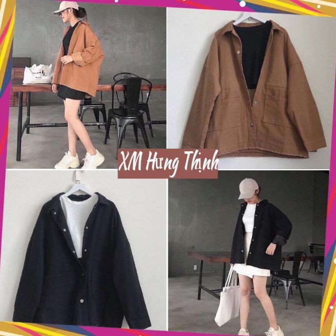 áo khoác kaki Nữ 1 lớp có túi hộp cực xinh 0018