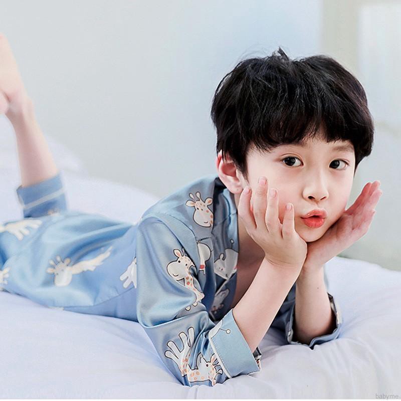 Bộ đồ ngủ pijama dài tay in họa tiết động vật dễ thương cho bé