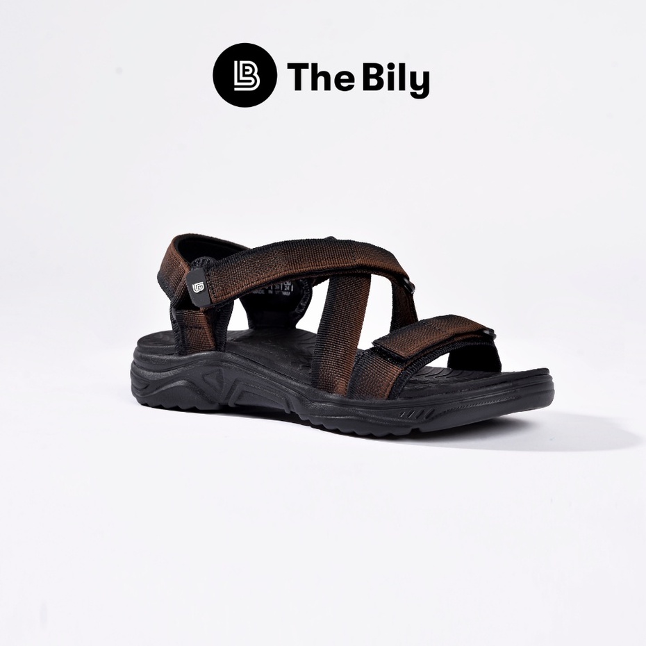 Giày Sandal Nam The Bily 02 Quai Chéo Đôi - Nâu Thổ Cẩm