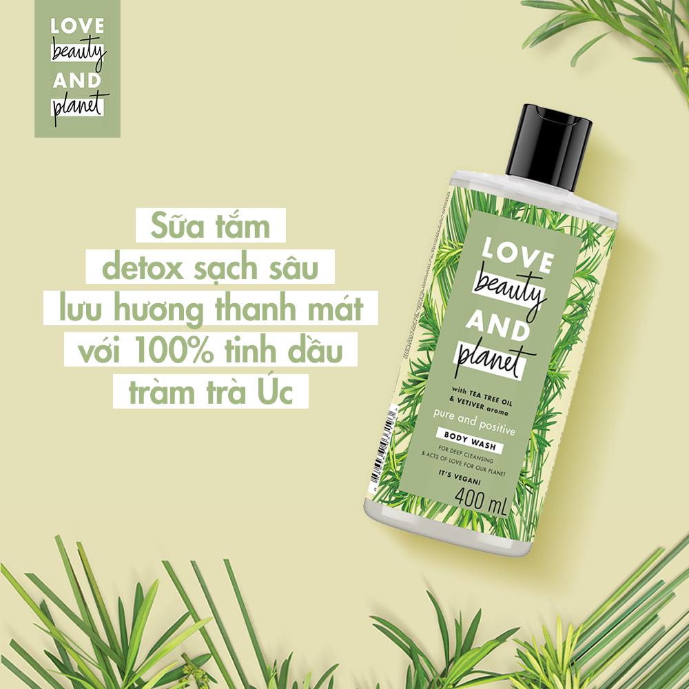 Combo 2 Sữa tắm Love Beauty And Planet detox sạch sâu lưu hương thanh mát với 100% tinh dầu tràm trà Úc 400ml/chai