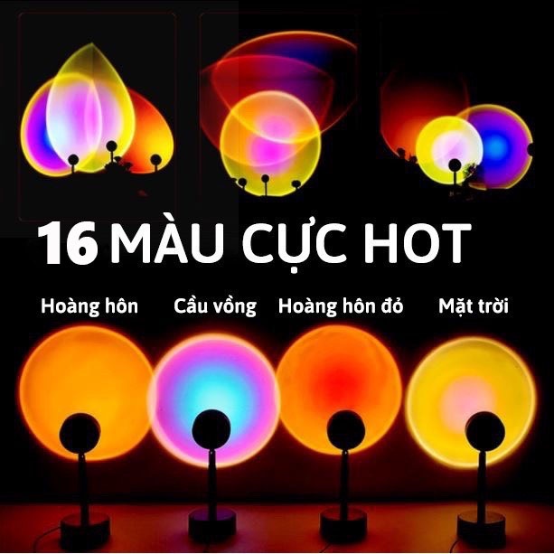 Đèn hoàng hôn, đèn cầu vồng trang trí chụp ảnh sống ảo quay video tiktok livestream 4 màu / 16 màu RGB có điều khiển