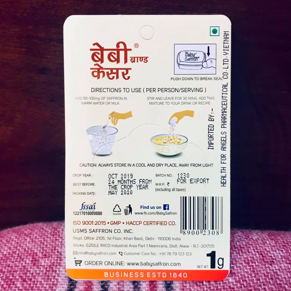 Nhuỵ Hoa Nghệ Tây BABY SAFFRON - Deluxe Mogra số 1 Ấn Độ loại hộp 1gr CHÍNH HÃNG | BigBuy360 - bigbuy360.vn