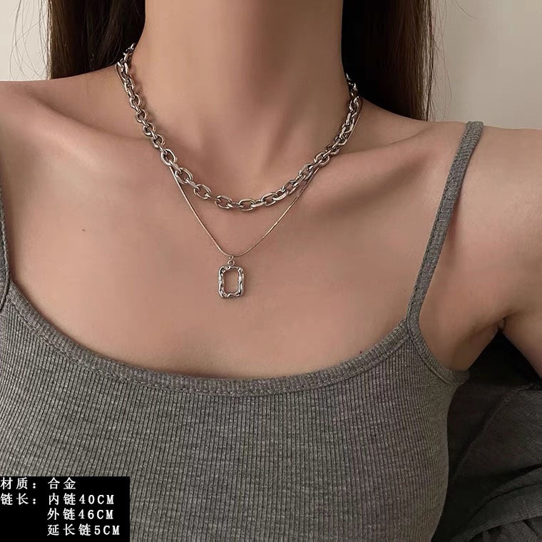 Dây chuyền thép titan mặt trái tim thanh lịch phong cách Hàn Quốc dành cho nữ