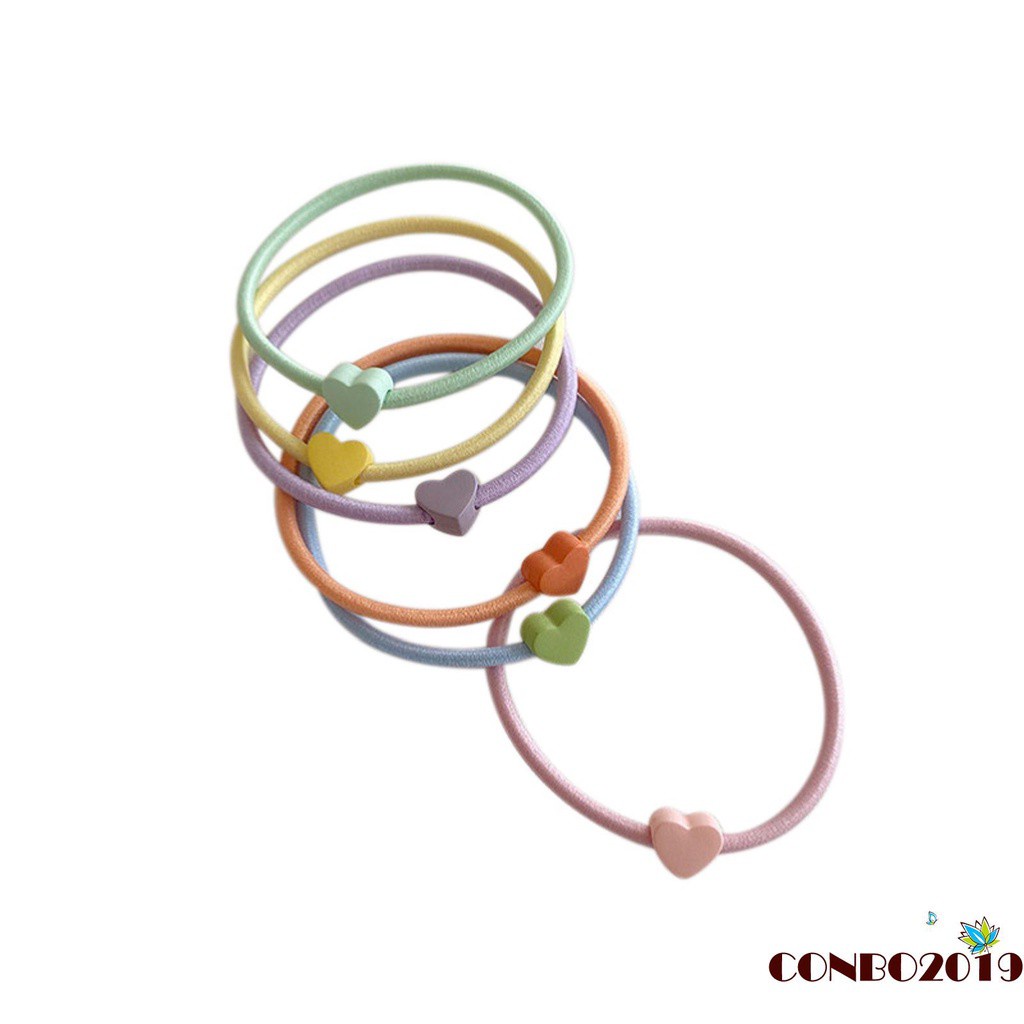 Dây Buộc Tóc Co Giãn Họa Tiết Trái Tim Dễ Thương Cho Nữ