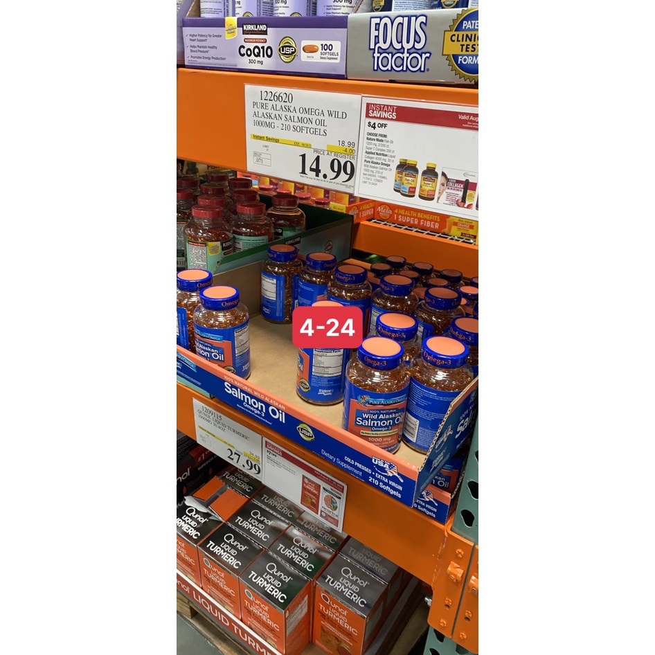 Viên uống dầu cá hồi salmon 210v Pure Alaska Omega-3 Wild Alaskan Salmon Oil 1000mg 210 viên