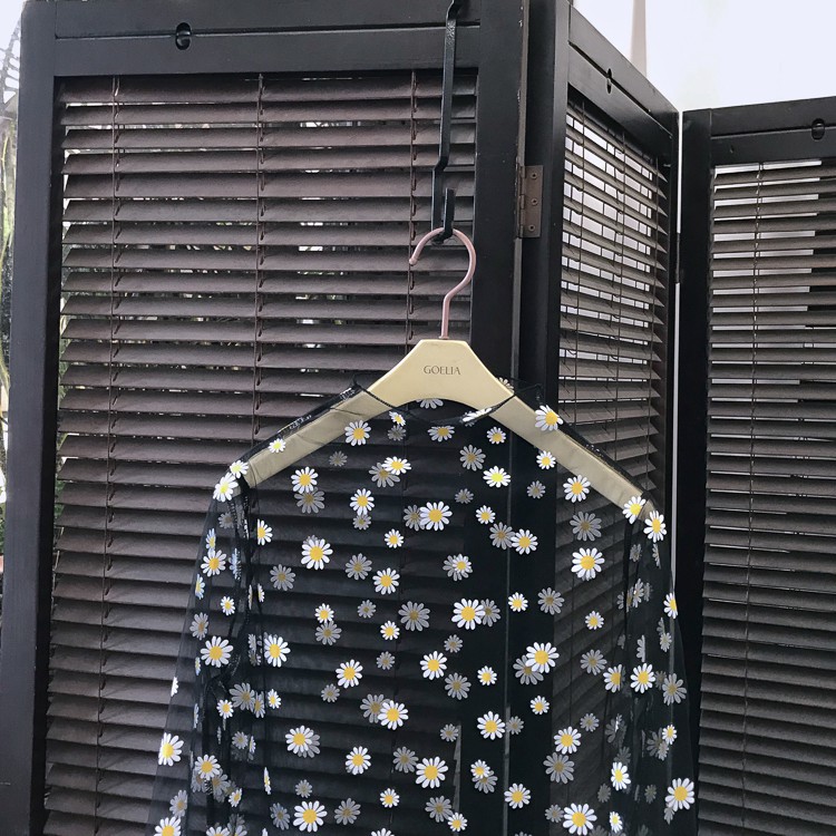 Womens Small Daisy Floral See Through Top Mesh Transparent Loose Korean Long Sleeve Sunscreen Shirt | BigBuy360 - bigbuy360.vn