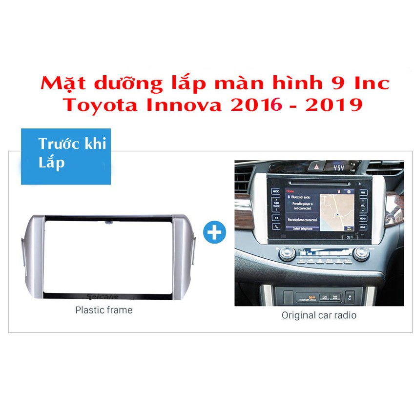 Mặt Dưỡng Xe Toyota innova 2016-2019 Lắp Màn Hình Android 9 inch - Mặt Dưỡng Kèm Dây Nguồn innova