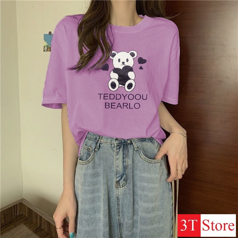 [Video + Ảnh Thật] Áo Thun Tay Lỡ Freesize Unisex Hot Trend Gấu - TeddyYou Tím | BigBuy360 - bigbuy360.vn