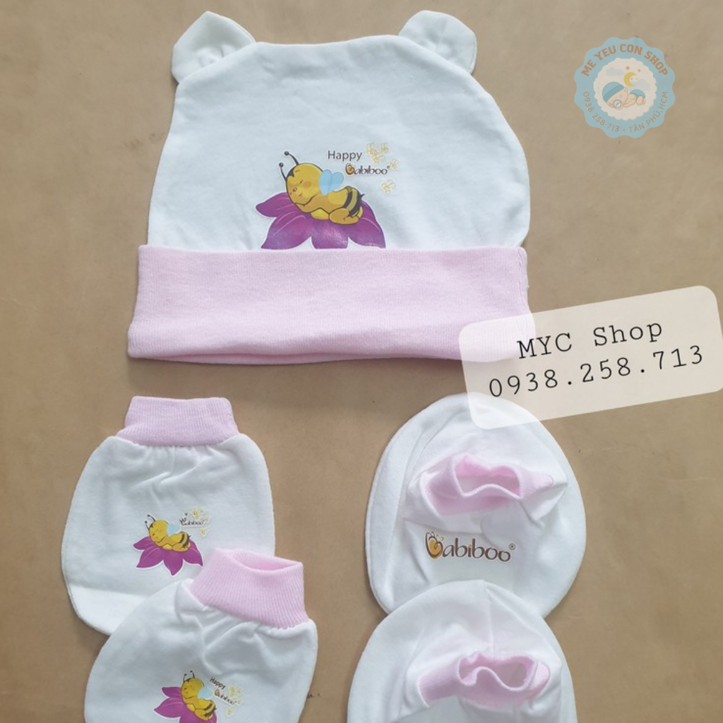 NÓN / BAO TAY BAO CHÂN SƠ SINH TRẮNG BO MÀU BABIBOO (katydang)
