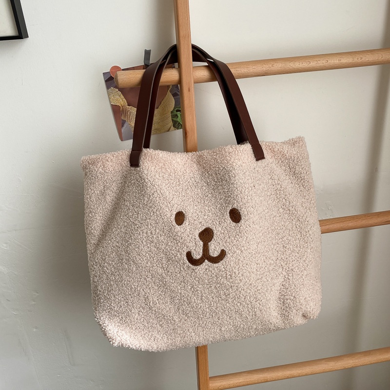 Túi Xách Cỡ Lớn Thêu Hình Gấu Dễ Thương Phong Cách Nhật Hàn Cho Nữ CYR623